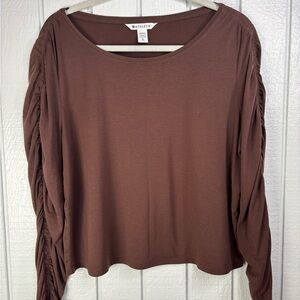 Athleta All Around Ruched Top Women’s Sz XL Chocolate Long Sleeve
